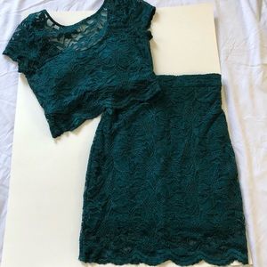 From Dillard’s 2 piece crop top and pencil skirt